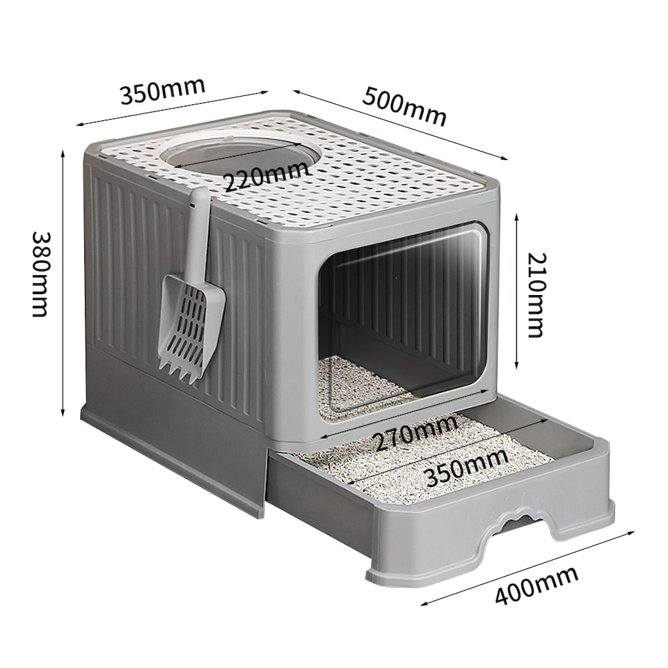 image 1 of Living and Home Enclosed Cat Litter Box | Grey