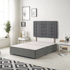 Astoria Divan Bed Base with 30 Inch Diamonte Button Headboard Plush Velvet | Grey | Charcoal | Double