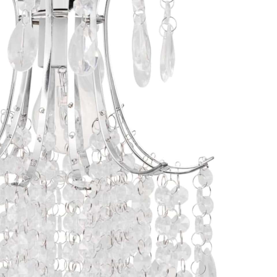 image 1 of Set of 2 Chandelier Style Easy Fit Ceiling Light Shades | Clear | Chrome | Medium | 2