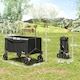 image 3 of Outsunny Folding Trolley on Wheels, Garden Cart with Openable Sides, Black