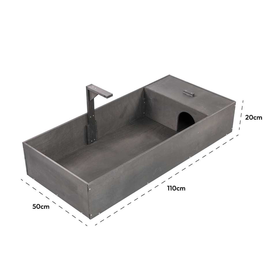 image 1 of KCT Tortoise Table Large Black Reptile Vivarium Cage Hide with Open Run and Lamp Arm