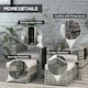 image 6 of Outsunny Recliner Rattan Sun Lounger w/ Storage Tea Table & Footstools, Grey