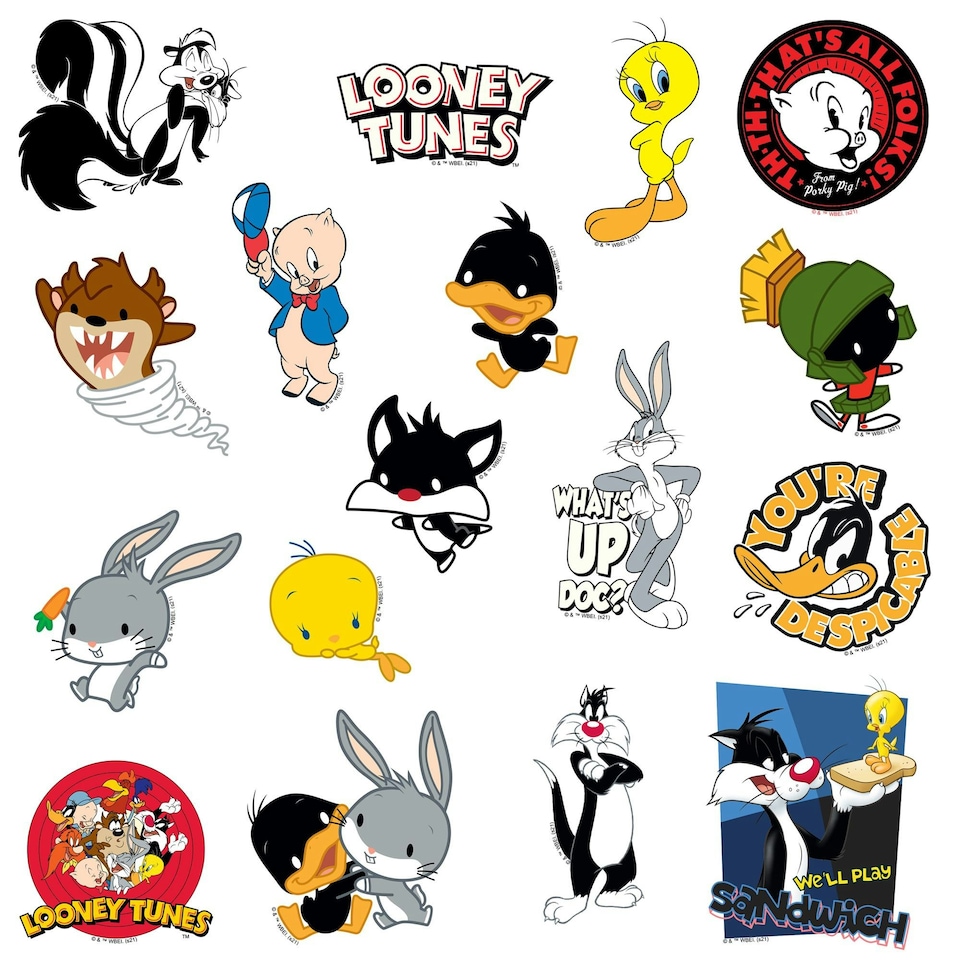 image 1 of Looney Tunes Deluxe Character Stickers (Pack of 100) - Multicoloured - One Size (UTTV19556)