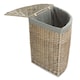 image 3 of Large Antique Wash Corner Linen Basket with Grey Sage Lining | Grey | Grey | Large