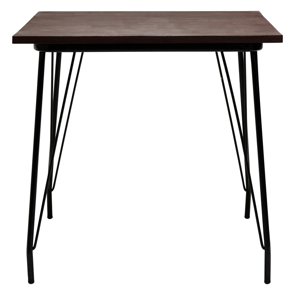 image 1 of Interiors by Premier Black Metal and Elm Wood Table, Large Square Table, Outdoor Dining Table for Lawn, Patio