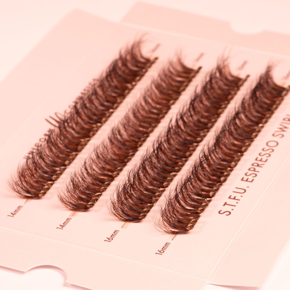image 1 of S.T.F.U. in Cocoa Ganche Super Pre-Glued Lashes Duo Length 14-16mm