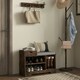 image 2 of HOMCOM Upholstered Entryway Shoe Bench with Storage Drawer Open Shelf Brown Brown