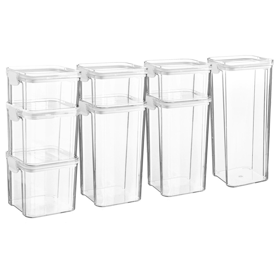 image 1 of Argon Tableware 8 Piece Food Storage Containers Set - 4 Sizes - White - Resuable Container Meal Prep Container Tub Tupperware Airtight Lid