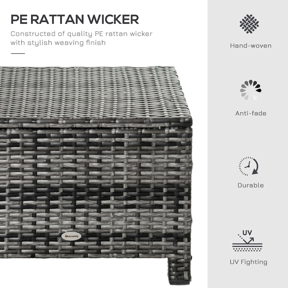 image 1 of Outsunny Rattan Footstool Wicker Ottoman w/ Padded Seat for Backyard Garden