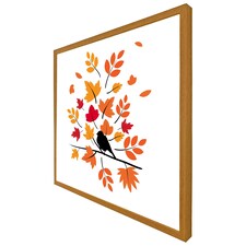 Autumn bird on branch (Picture Frame) Brown | Oak | S