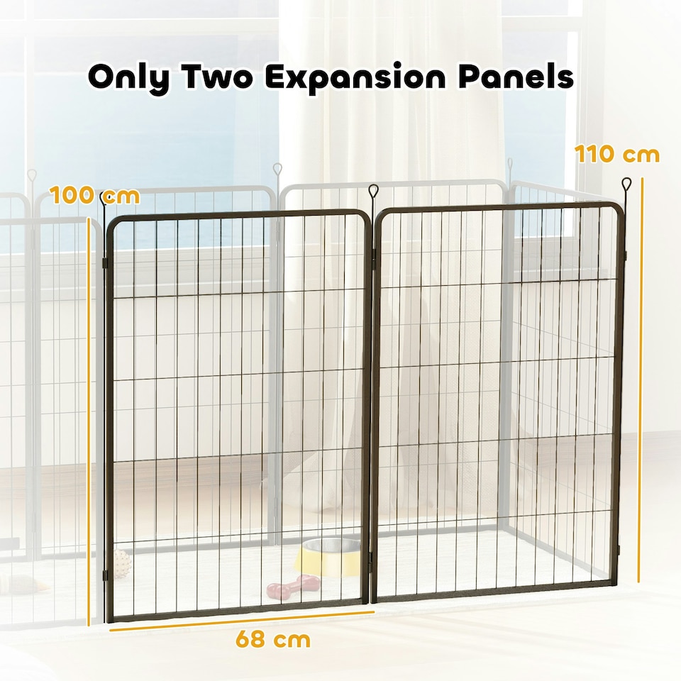 image 1 of PawHut 2 Piece Expansion Pack Dog Pen for Large Dogs, 100cm Tall, Black | Multi | Not provided