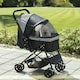 image 2 of PawHut Pet Stroller Dog Foldable Travel Carriage with Reversible Handle, Black