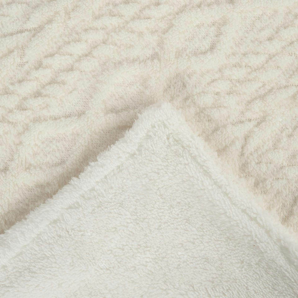 image 1 of OHS Cable Knit Sherpa Texture Blanket Throw, 130x160cm - Cream