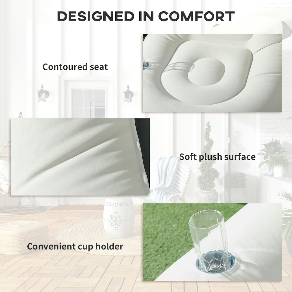 image 1 of Outsunny Inflatable Chair and Footstool for Gaming, Reading, Watching, Grey