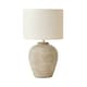 image 8 of ValueLights Reid Linen Drum Lamp Shade Stone Grey Ribbed Ceramic Small Table Lamp | Grey