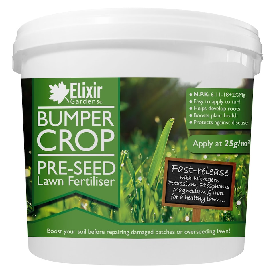 image 1 of Elixir Gardens Bumper Crop Lawn Pre-Seeder 6-11-18 tub x 1kg
