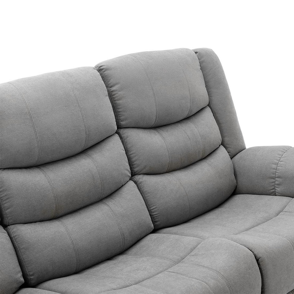 image 1 of Seattle Manual Fabric Recliner 3 Seater Sofa (Grey)