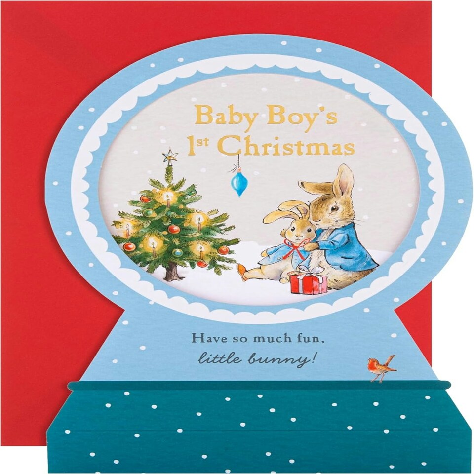 image 1 of Peter Rabbit Baby Boy's First Christmas Card