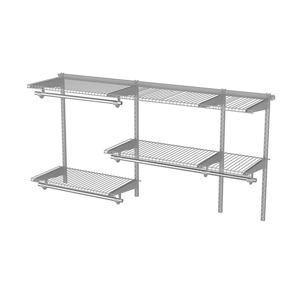 image 1 of COSTWAY Wall Mounted Closet System Hanging Organizer Rack Grey | One Size