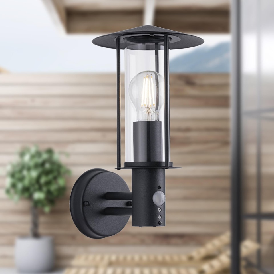 image 1 of Treviso - Black Motion Sensor Outdoor Security Light | Black | Clear | 1