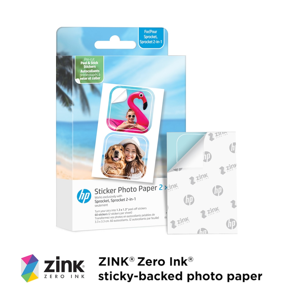 image 1 of 30 Sheets - HP Sprocket Cut Out Sticker Zink 2x3