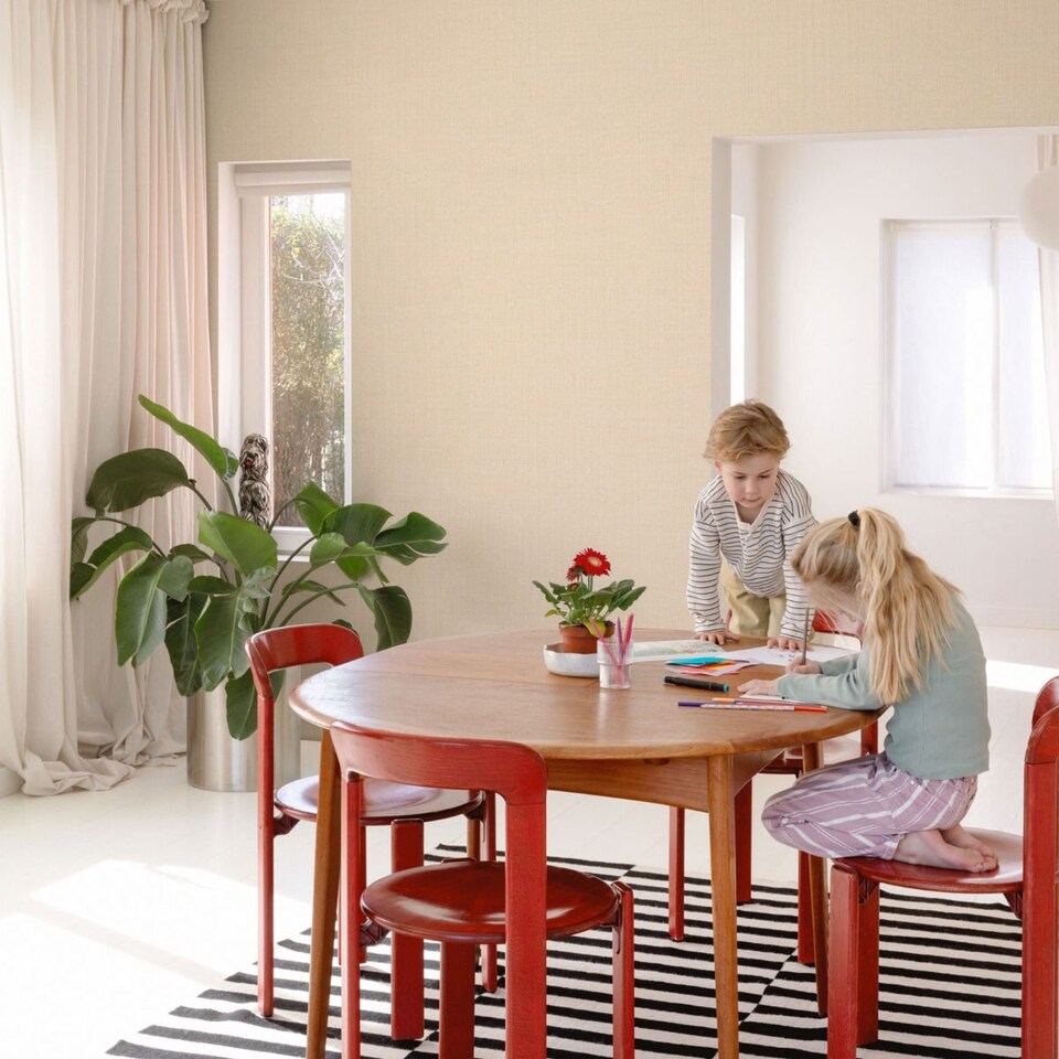 image 1 of Grandeco Little Dreamers Plain Linen Textured Wallpaper | Pink | Blush Pink | 1