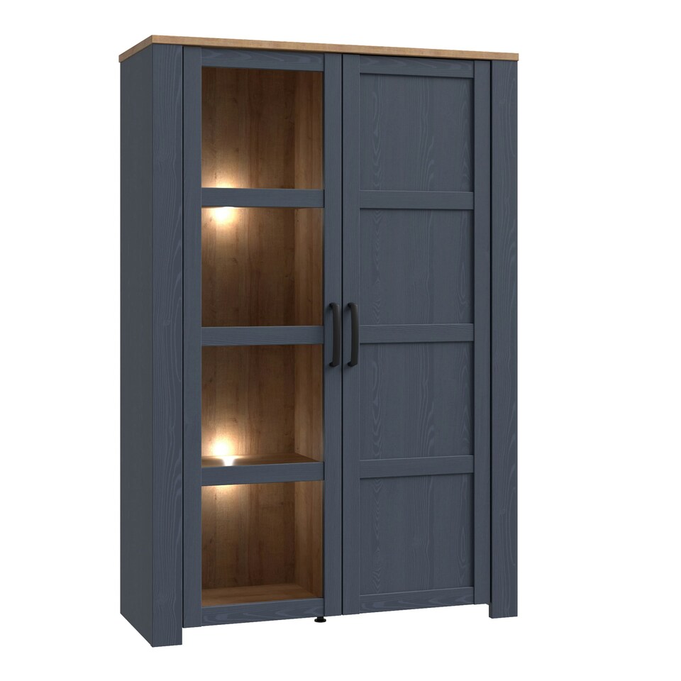 image 1 of Bohol 2 Door Display Cabinet in Riviera Oak/Navy