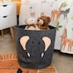 image 4 of OHS Kids Round Elephant Felt Toy Storage Organiser Basket - Charcoal