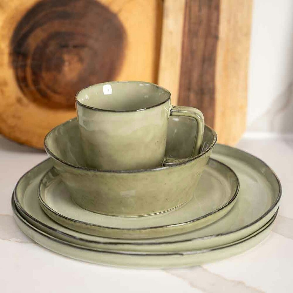 image 1 of Scandi Home Set of Four 17.5cm Oslo Oatmeal Artisan Glaze Ceramic Bowls Brown