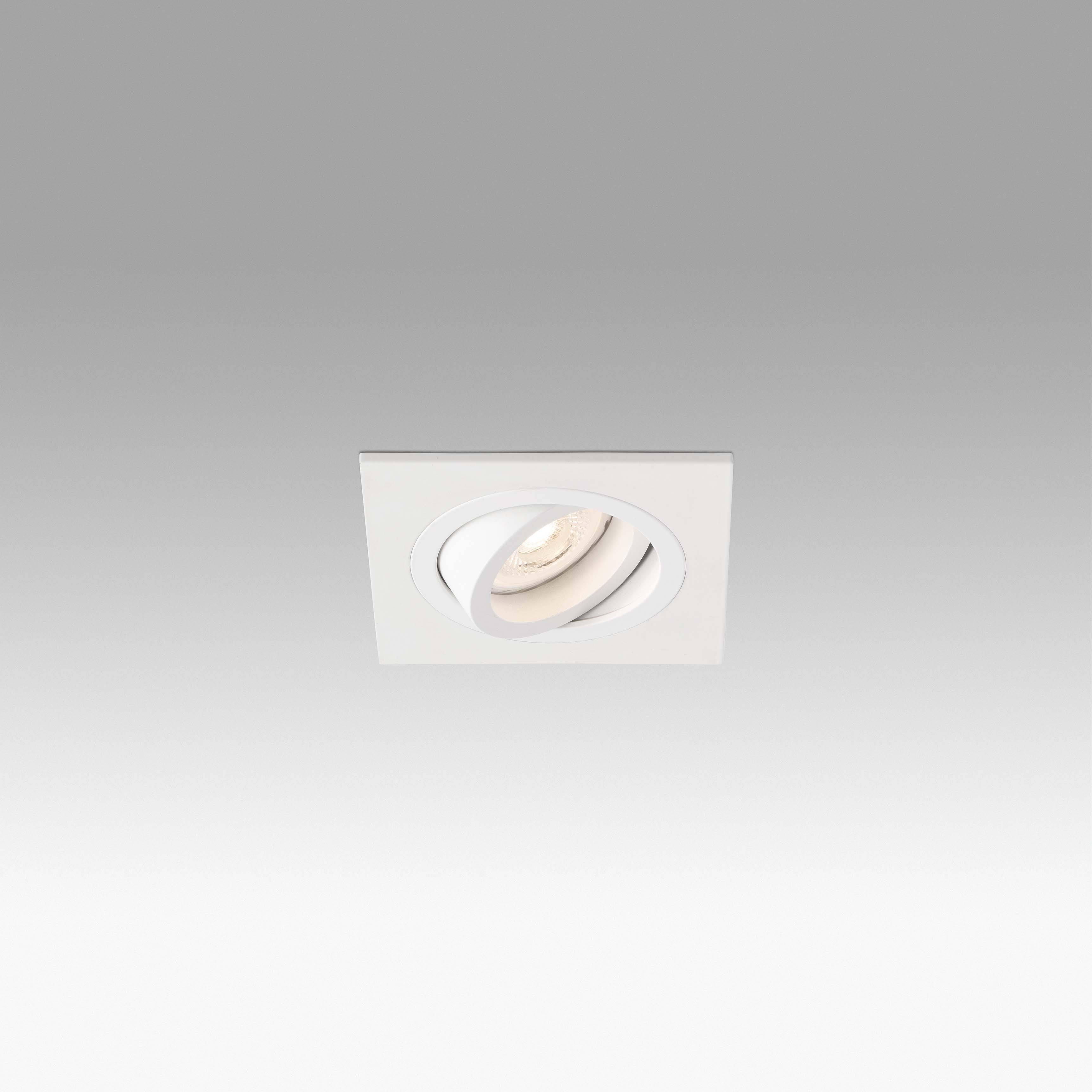 Netlighting Rad 1 Light Square Tiltable Recessed Spotlight White GU10