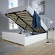 image 4 of White King Ottoman Bed Frame with Storage Space Upholstered Fabric Modern Style