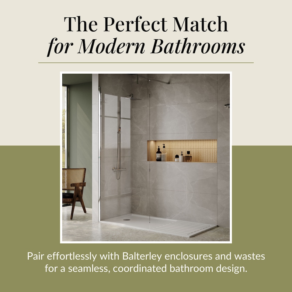 image 1 of Premium Walk In Shower Tray White 1600mm x 800mm | White | White | 1