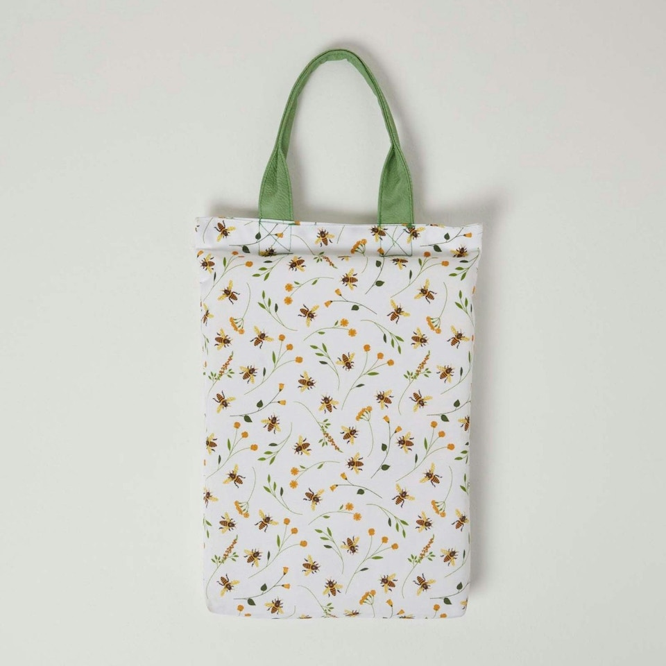 image 1 of Homescapes Green and White Kneeling Pad for Garden with Floral Bee Design