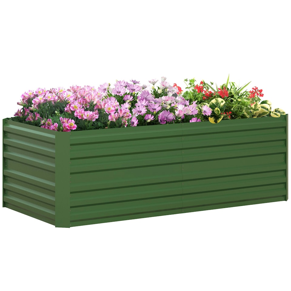 image 1 of Outsunny Galvanised Steel Outdoor Raised Bed w/ Reinforced Rods, Green