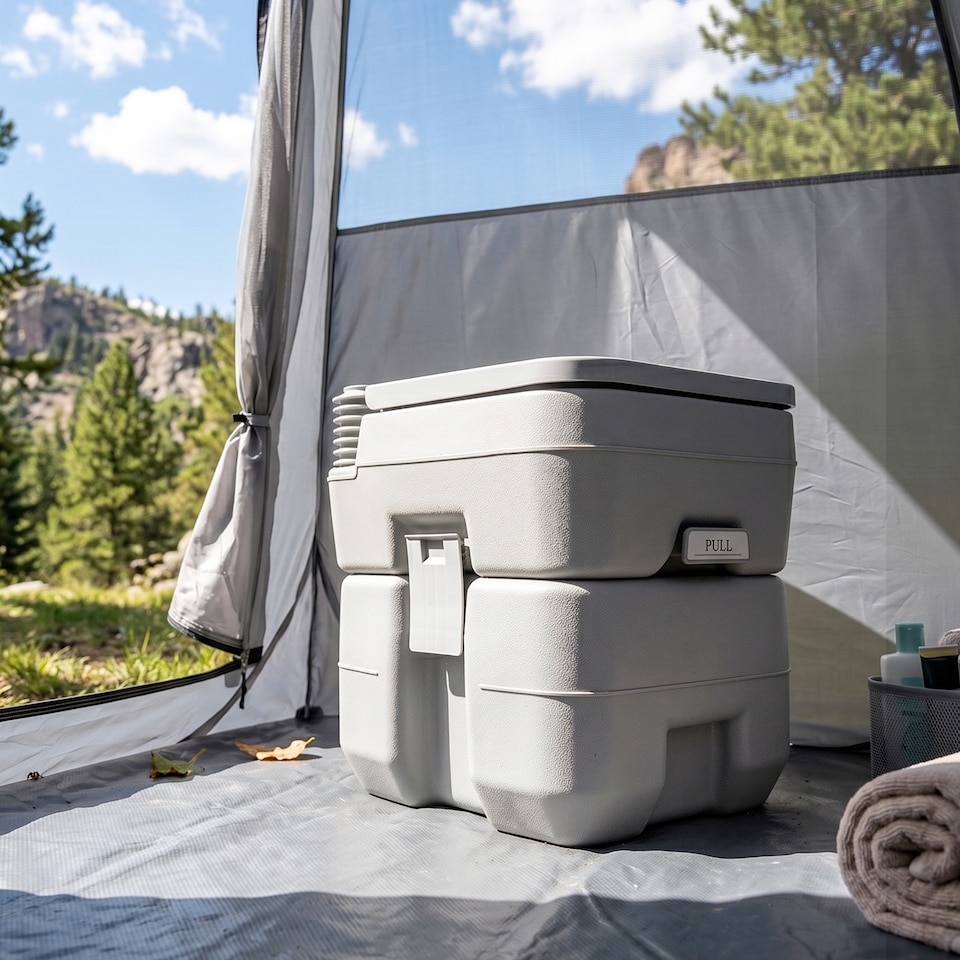 image 1 of Outsunny 20L Camping Toilet Portable Travel WC Caravan Picnic Fishing Restroom