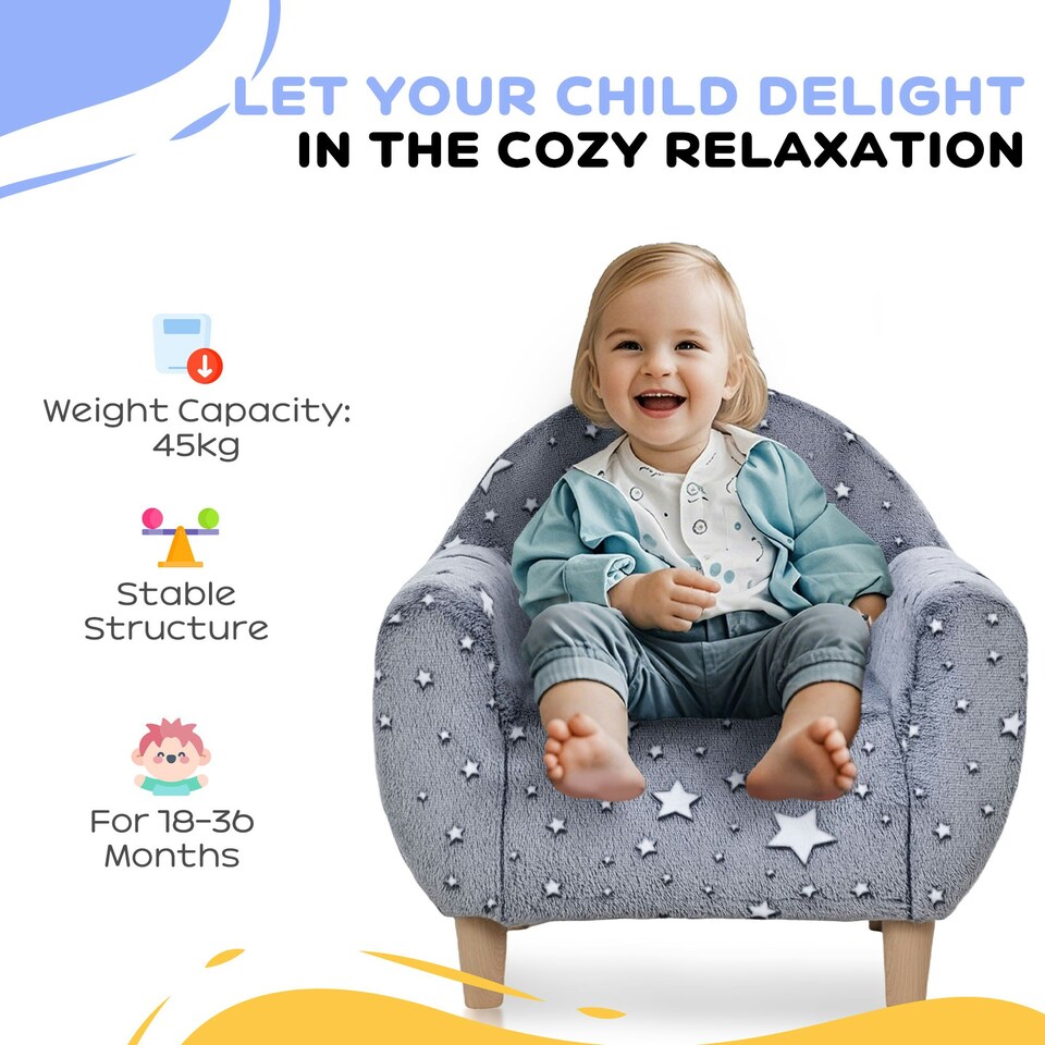 image 1 of AIYAPLAY Kids Armchair, Glow in the Dark Chair for Bedroom 