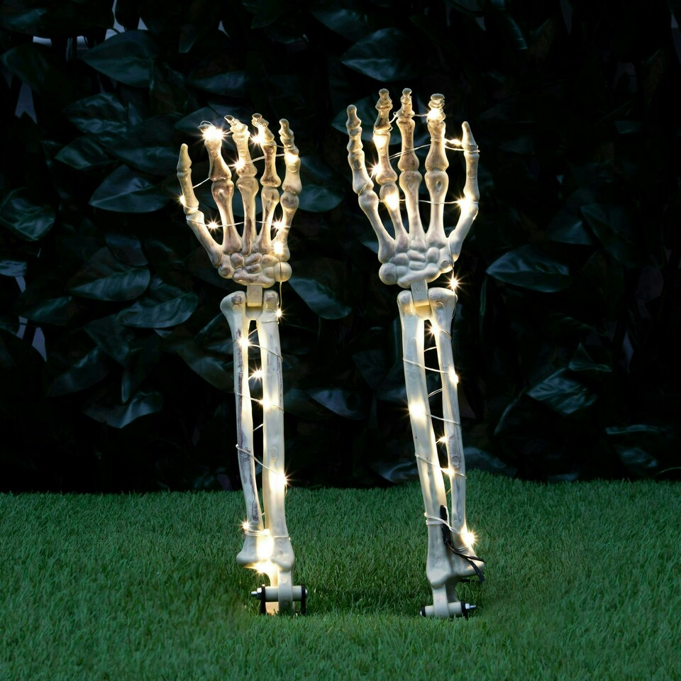 image 1 of Set of 2 Skeleton Hands Stake Lights