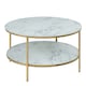 image 1 of Alisma Round Coffee Table with Marble Effect Glass Top & Gold Legs