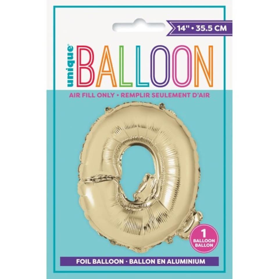 image 1 of Gold Letter Q Shaped Foil Balloon 14"