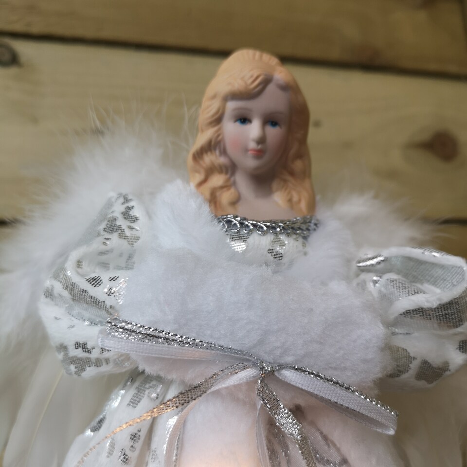 image 1 of 30cm Premier Lit Angel Christmas Tree Topper with Warm White LEDs