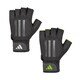 image 2 of Adidas Half-Finger Weightlifting Gloves — Size S, Black, Integrated Wrist Strap | Black | Black | S