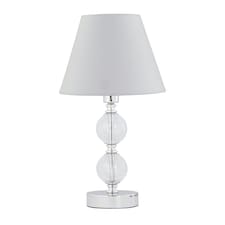 Chrome Two Ball Table Lamp with Ivory Off White Shade Chrome | Red