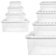3 x 32 Litre Multipurpose Plastic Storage Containers Useful Boxes Complete With Lids | Clear
