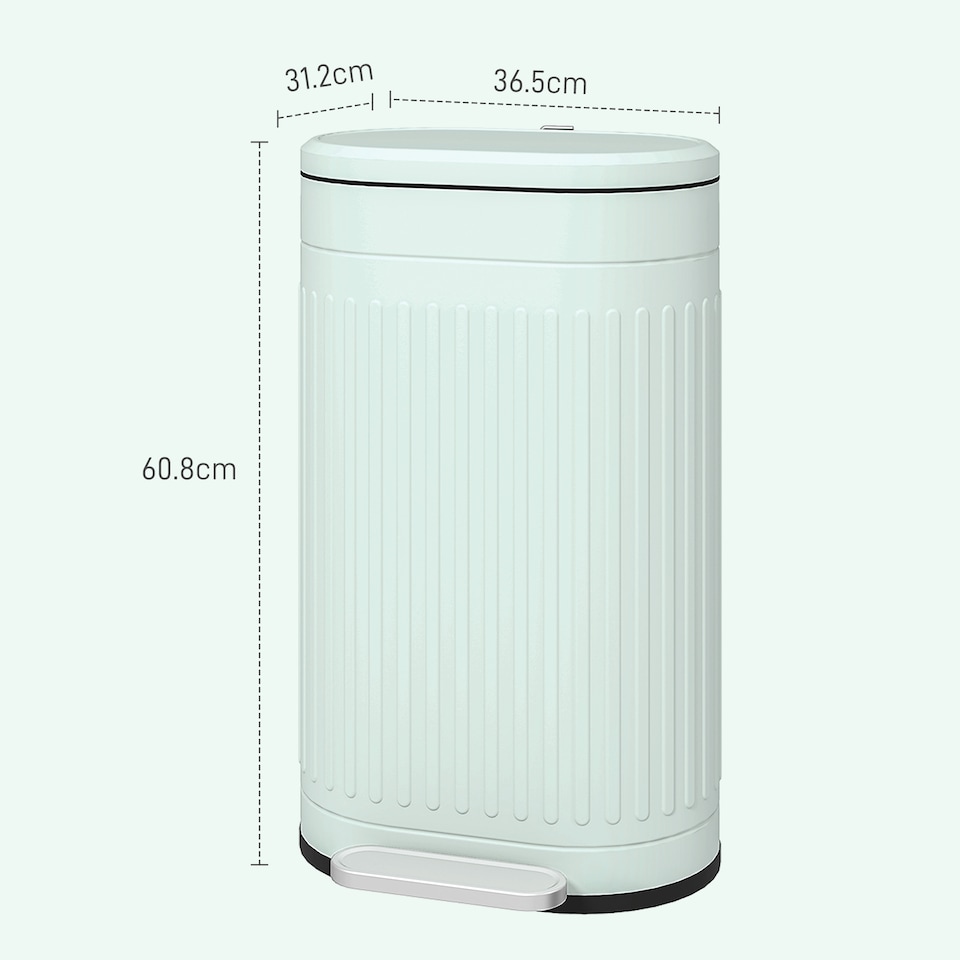 image 1 of HOMCOM 30L Pedal Bin, Metal Kitchen Bin with Soft-close Lid, Light Green
