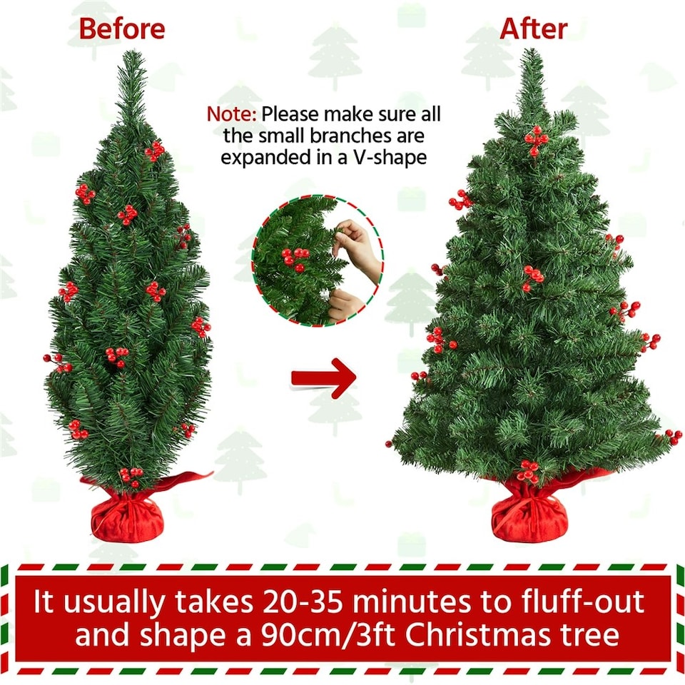 image 1 of Yaheetech Tabletop Artificial Christmas Tree with LED Lights