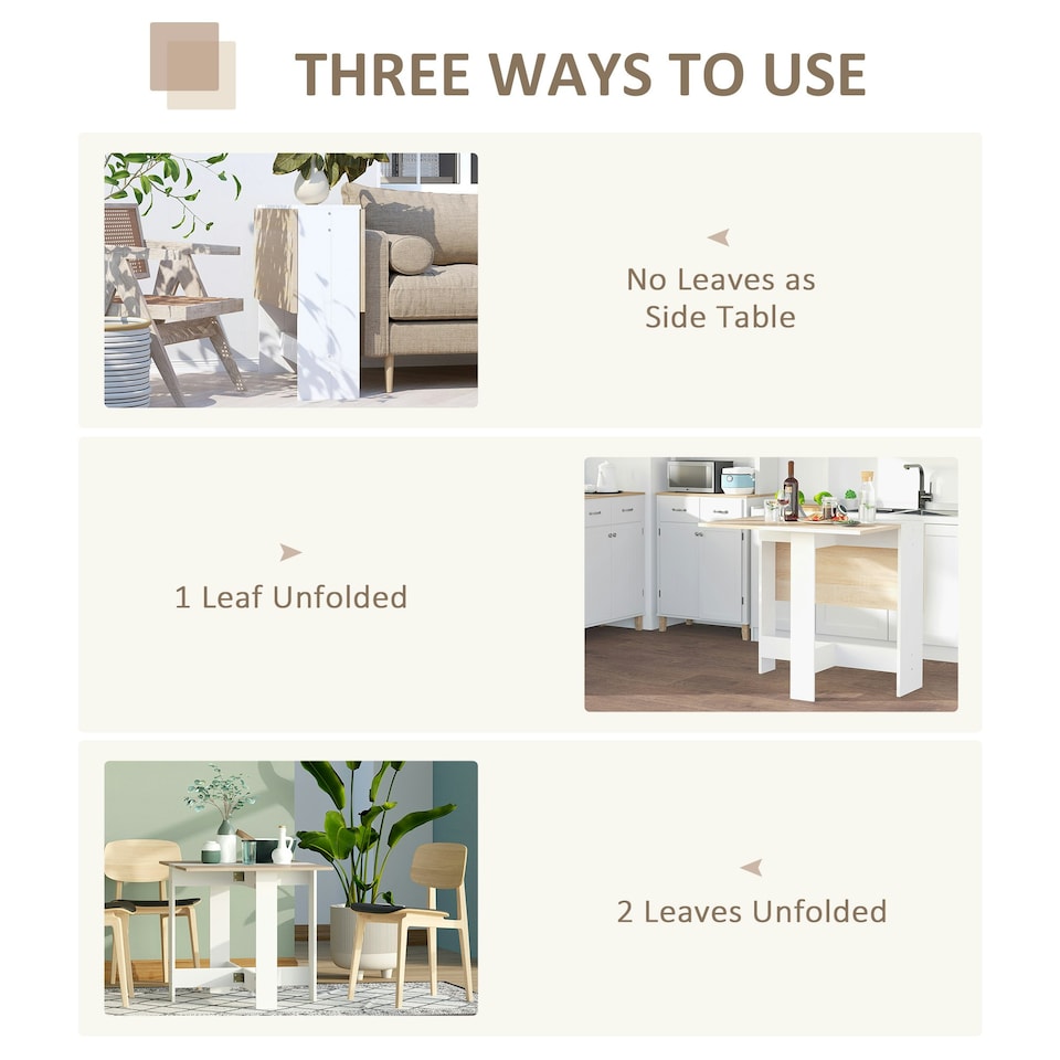 image 1 of HOMCOM Wooden Folding Table Writing Desk Oak, White Home Office