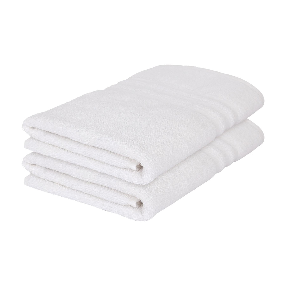 image 1 of Nicola Spring Cotton Bath Towels - 135cm x 70cm - White - Pack of 2