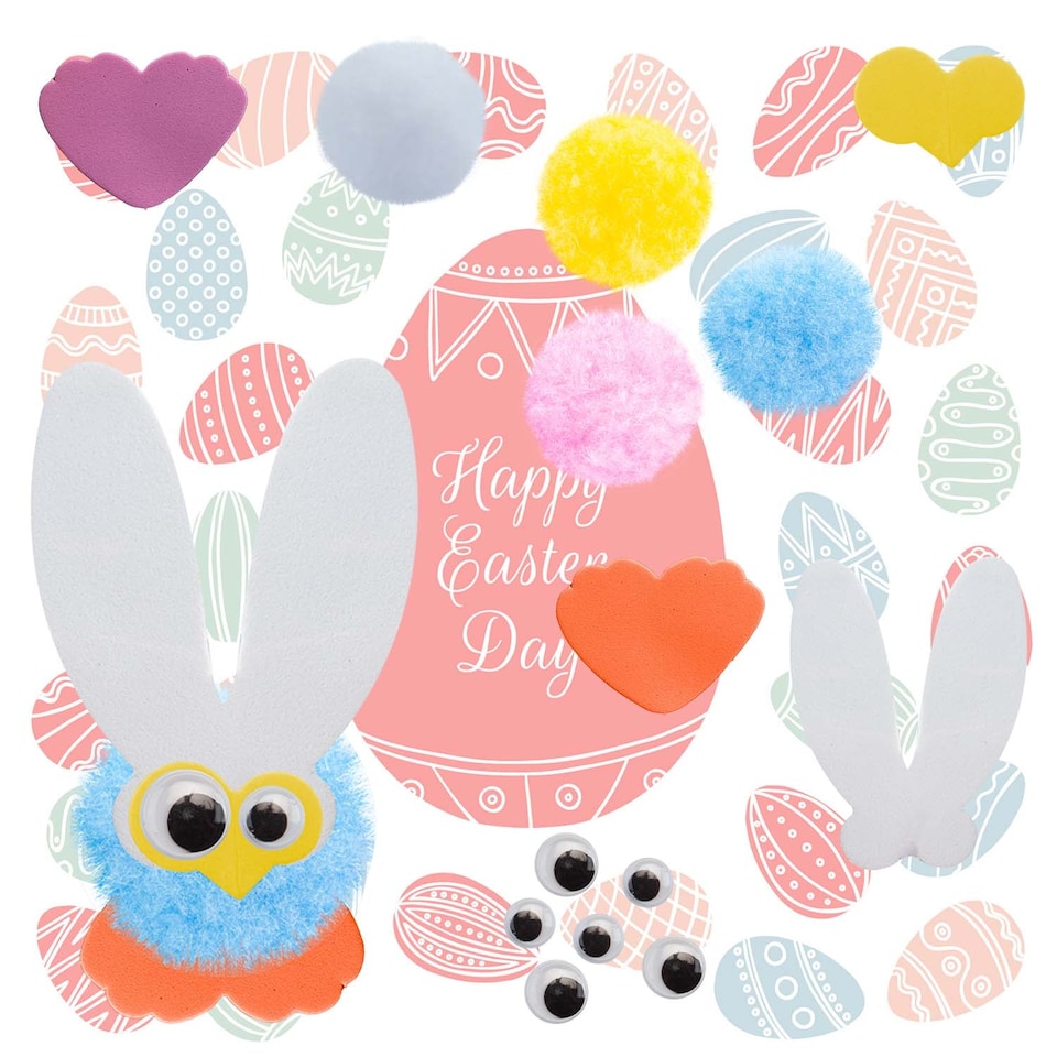 image 1 of vfm-estore Easter Pom Pom Arts & Crafts Set 18cm x 16cm Multicolour - 1 Pack