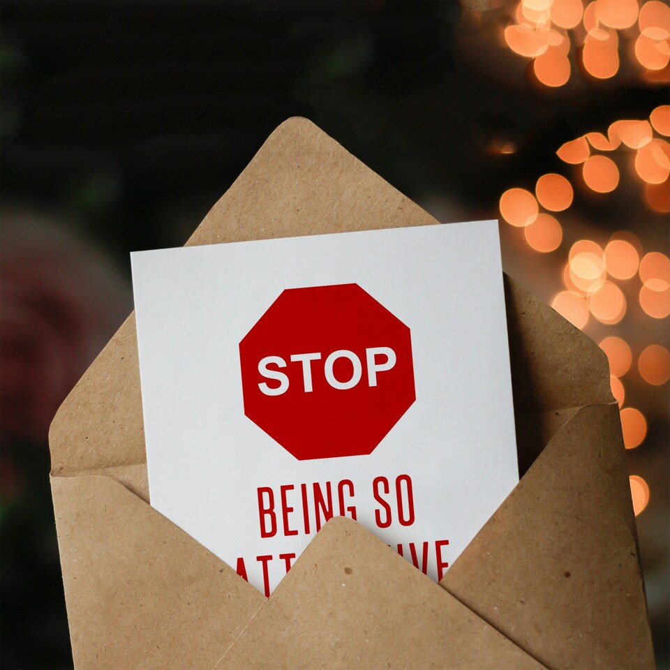 image 1 of Stop Being So Attractive Modern Funny Joke Valentine's Day Card