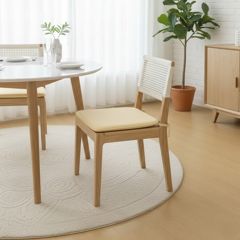 image 1 of Foam Seat Pad with Ties Comfortable Chair Cushion for Dining, Kitchen Garden Seating | Brown | Beige